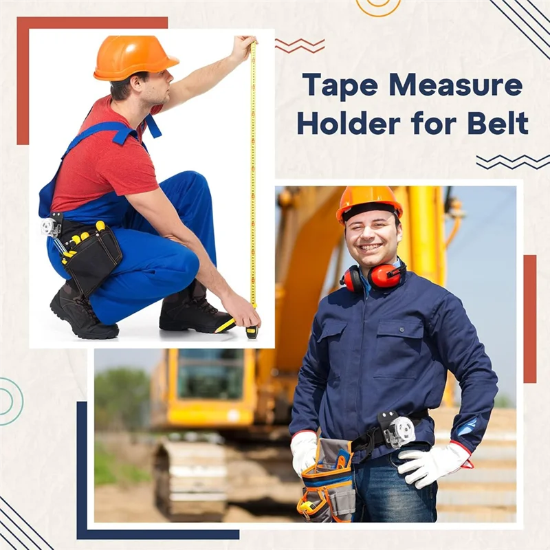ABBP-Clip Low Profile Tape Measure-Holder Set-For Tool Bags Pockets Includes 3 Clips-Drill Holster-Matches Any Kinds