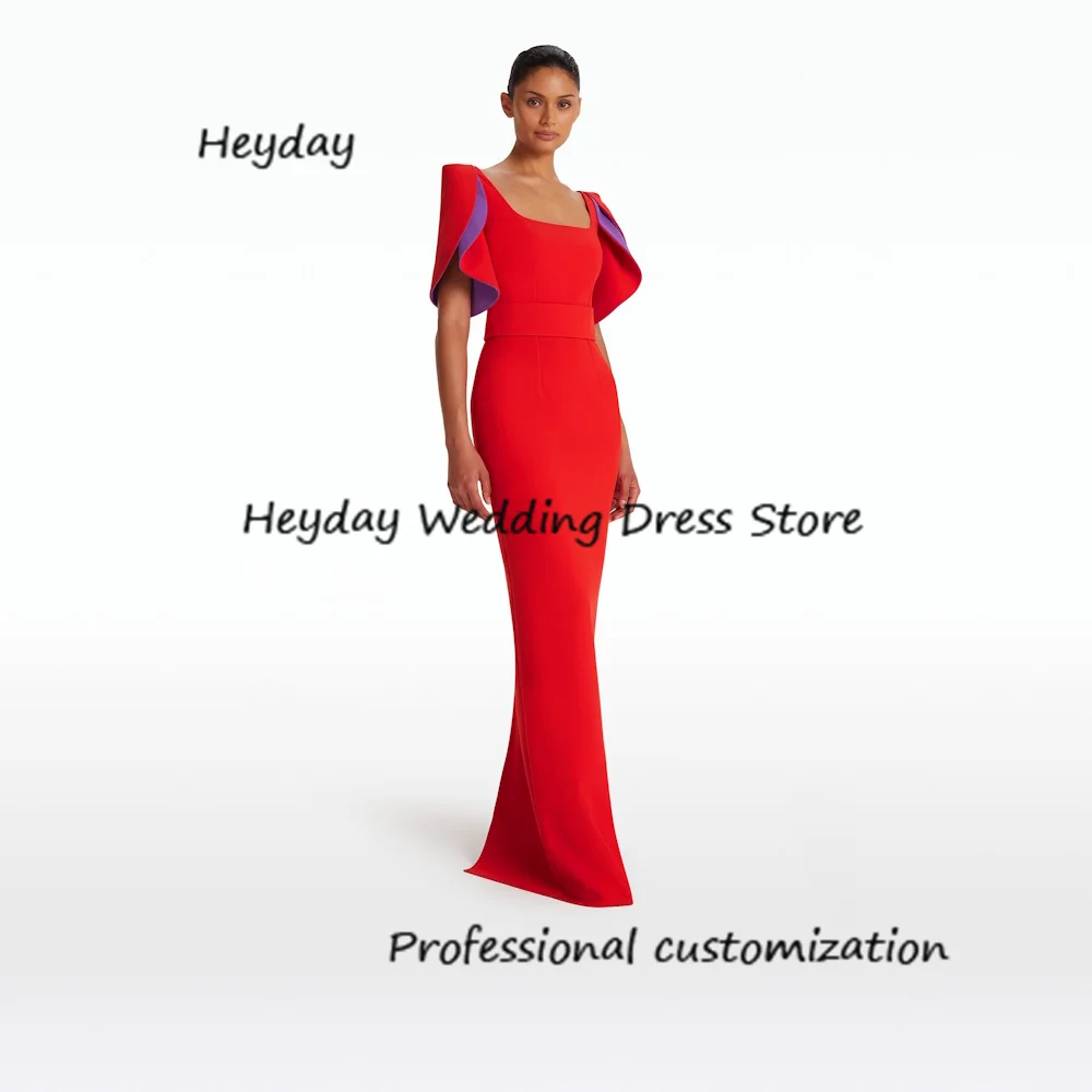 Heyday Crepe Customized Square Collar Floor Length Classics Draped Formal Occasion Evening Party Pretty Dresses Heyday 2024