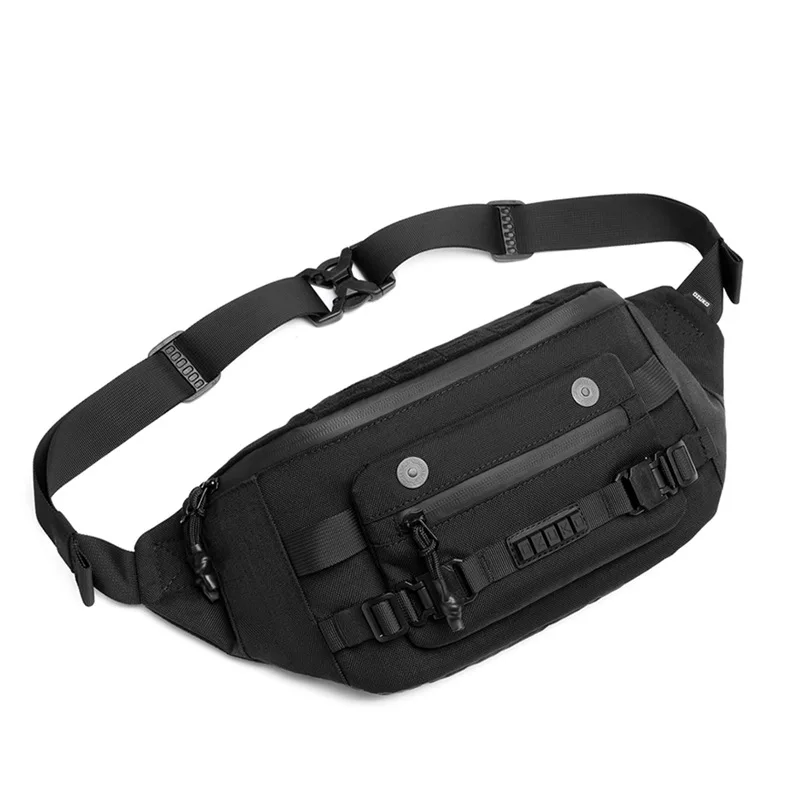 OZUKO Outdoor Sports Men\'s Waist Bag Large Capacity Waterproof Waist Pack Outstanding Running Gym Hiking Casual Chest Bag