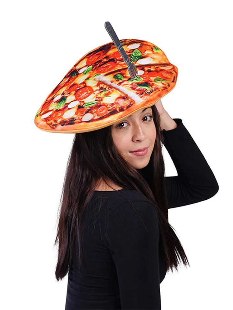 Divertido Sombrero de loween con Diseño de Comida, Gorra de Poliéster con Diseño de Hot Dog, Pizza, Hamburguesa, Cacahuete...