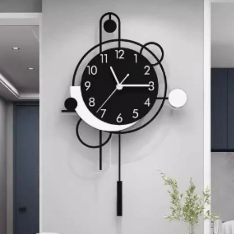 

Luxury Living Room Wall Clock Modern Decoration Quartz Gift Round Home Walls Clock Pieces Elegant Art Black Fashion Wall Decor