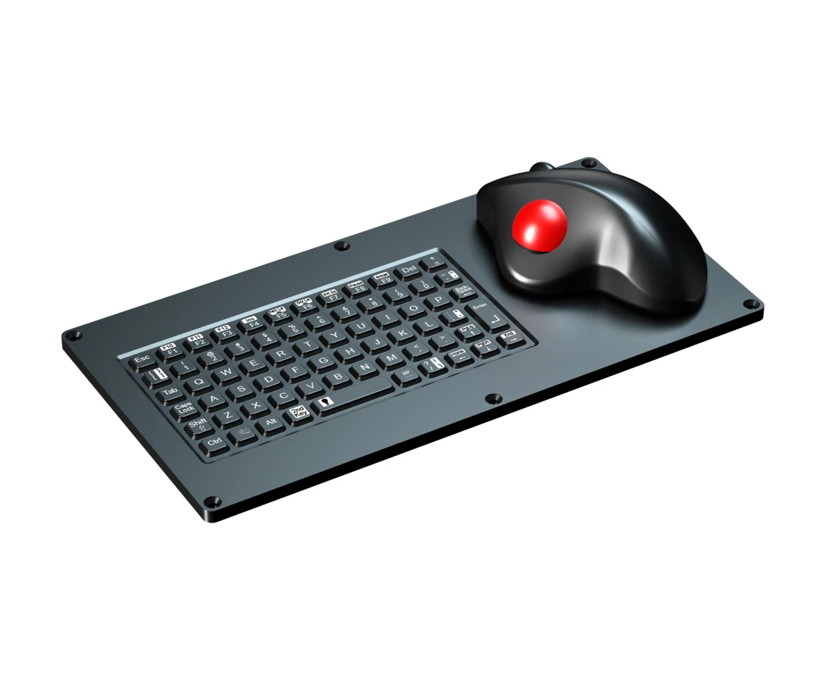 IP65 Rugged Silicone Keyboard with Handheld Ergonomic Trackball Mouse