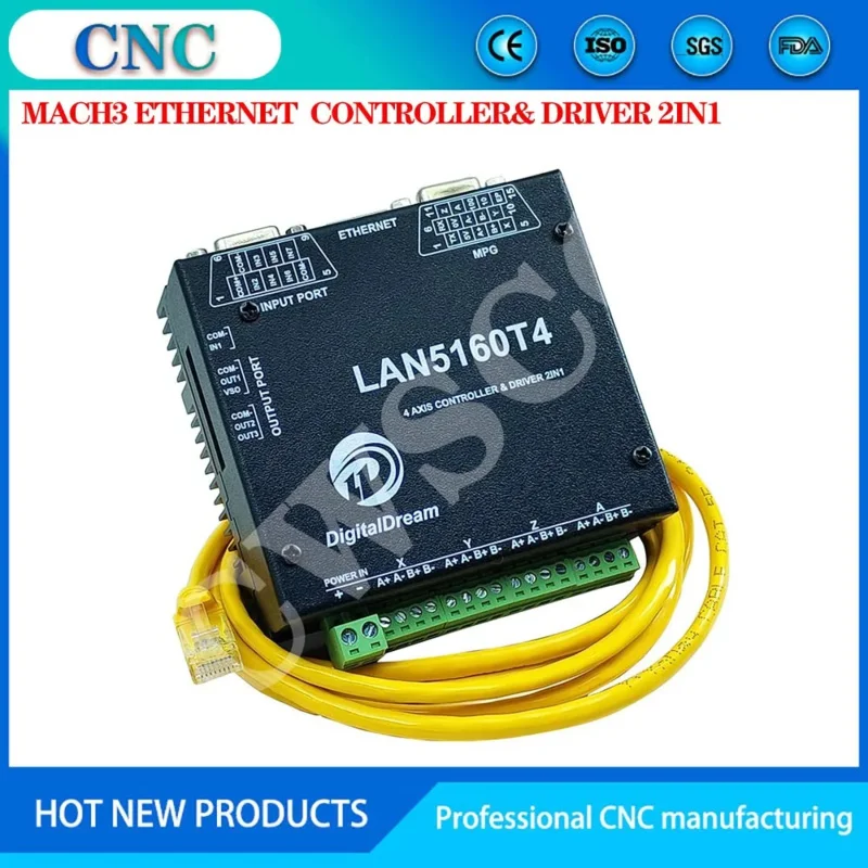 Listing Mach3 Ethernet 4-Axis Motion Controller   Driver 2 And 1 New LAN5160T4 Network Cable Communication