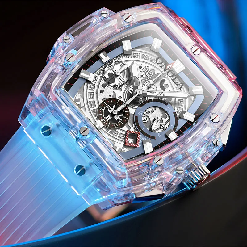 Faion Watch Men and Women Brand ONOLA Luxury Transparent Plastic Waterproof Quartz Silicone Men Watches relojes para hombre