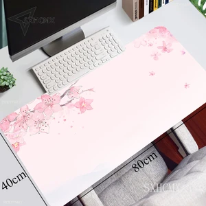 Tapis de clavier de souris Pink Cherry Blossoms Speed Locking Edge Grand en caoutchouc naturel pour table de jeu étanche 8 meilleures tablettes de bureau rose en vente - No 7