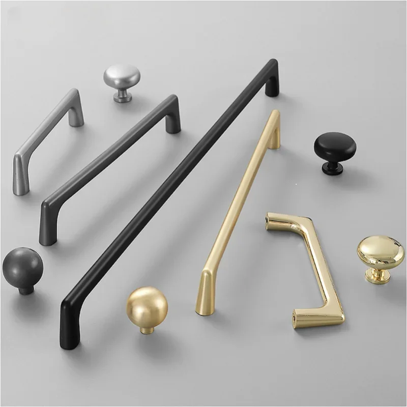 

Light Luxury and Simple Drawer Wardrobe Door, Black Gold Handle, Zinc Alloy Cabinet Handle, American European Hardware Handle