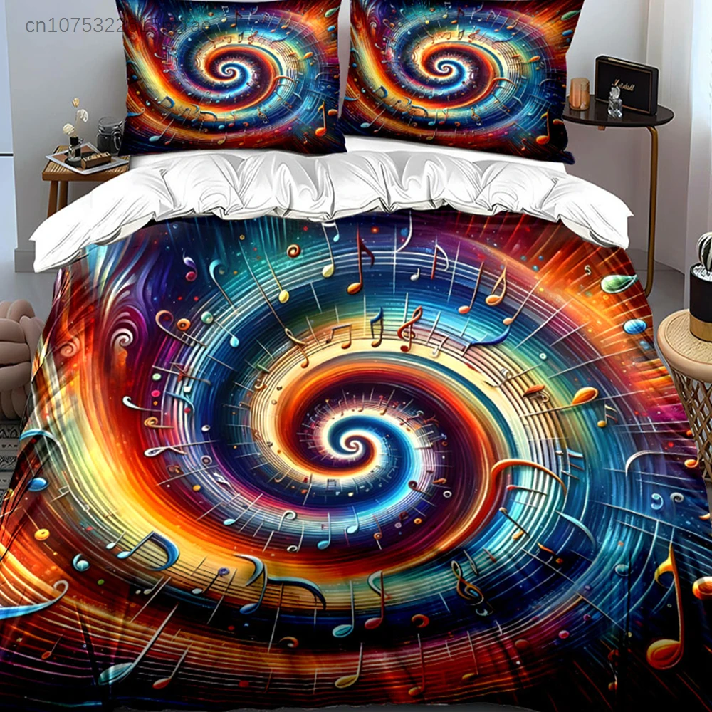 Colorful Music-Themed Home Decor Set Multiple Sizes kid's And adults' Bedroom Exquisite 3PC Bedding set, Gift