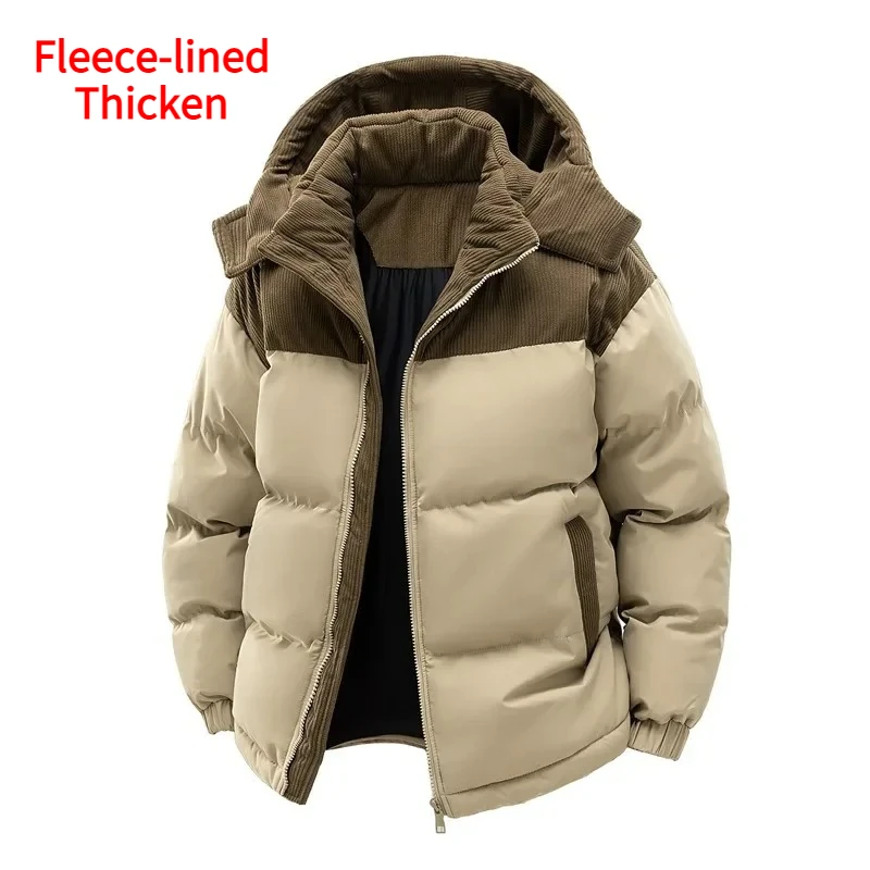 

Thickened Men's Cotton Jacket Fleece Lined Double Opening Warm Winter Coat Stylish And Fashionable Casual Loose Fit Coat