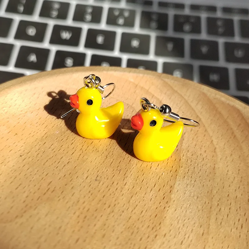 6/10/20pairs الراتنج الأصفر بطة إسقاط أقراط للنساء صديق الإبداعية مضحك لطيف الحيوان الحيوانات الأليفة قلادة قطرات الأذن المجوهرات بالجملة #4