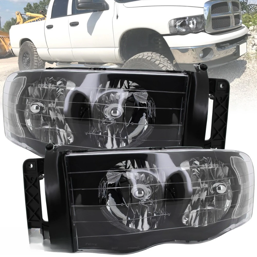 

Black Fits 2002-2005 Dodge Ram 1500/ 2003-2005 Ram 2500 3500 Headlights Lamps