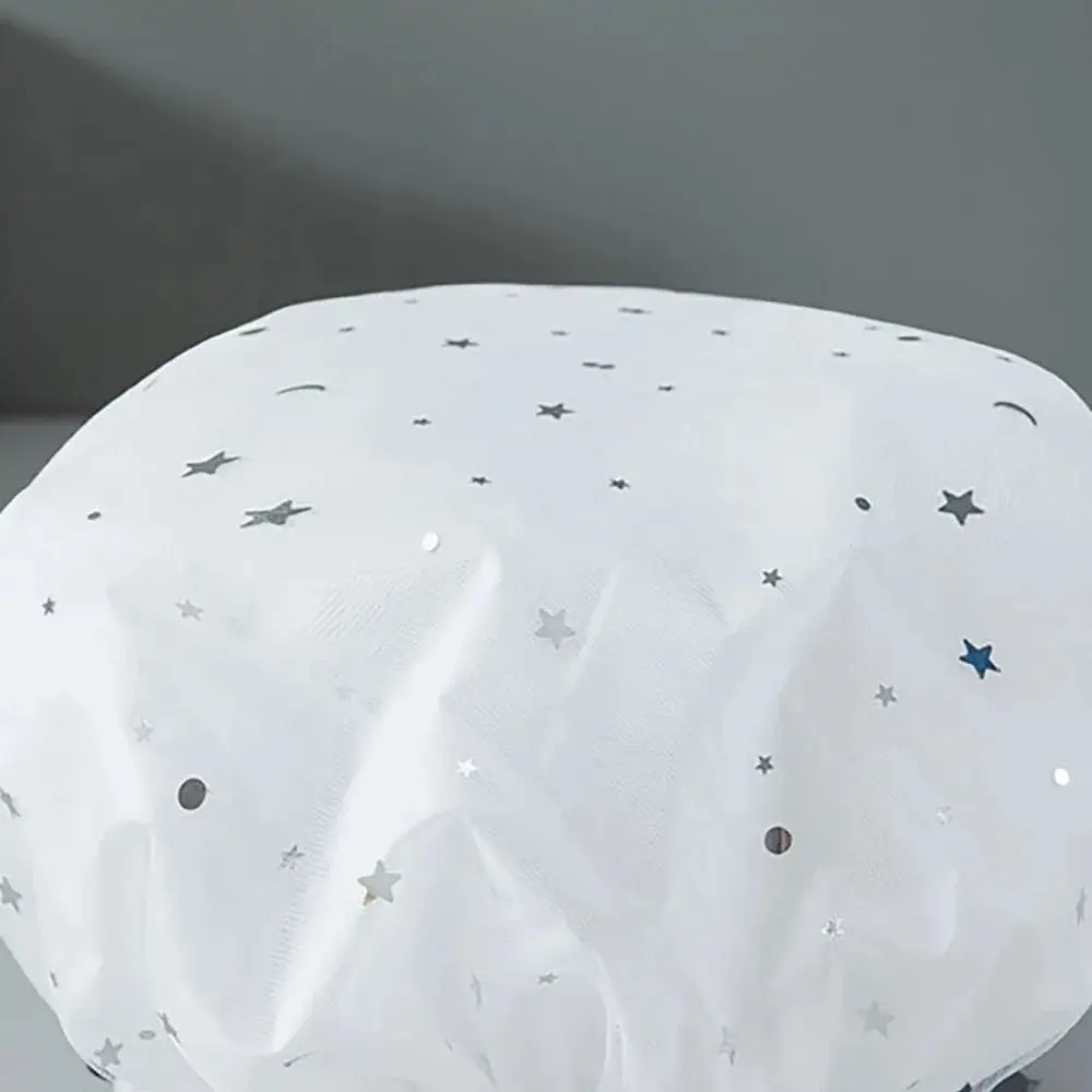 Fashion PVC Waterproof Shower Cap Double Layer Starry Sky Pattern Bathing Hat Hair Protection Thick Bath Bonnets Home Use