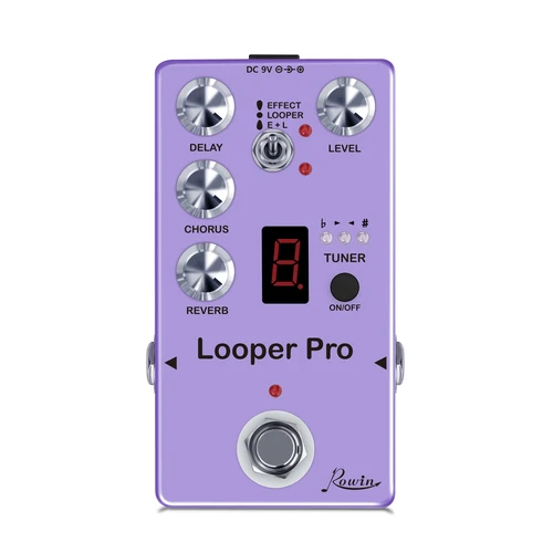 Rowin Pedal de efecto de guitarra Looper Pro Mini Looper sintonizador Chorus Delay Ocean Verb para guitarra eléctrica y bajo True Bypass