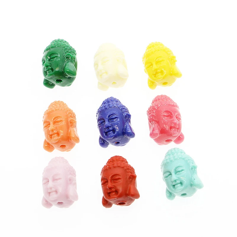 20pcs 15x10mm Artificial Coral Carving Double sided Buddha Head Beads For Jewelry Making DIY Bracelet Necklace Earring