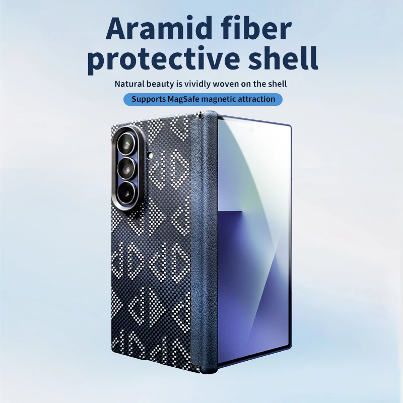 

WONDRARISE Aramid Fiber Magnetic Original Case for Samsung Galaxy Z Fold7 Eco-Leather Hinge Series – Ultra Slim, Shockproof