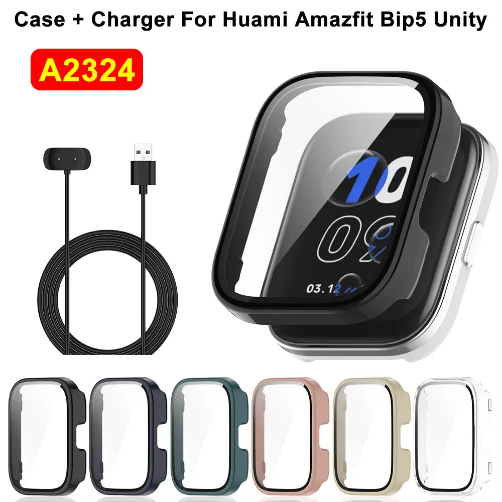 Full PC Protective Case For Huami Amazfit Bip5 unity A2324 Bip 5 Screen Protector Cases Cover + Plastic Film Clear