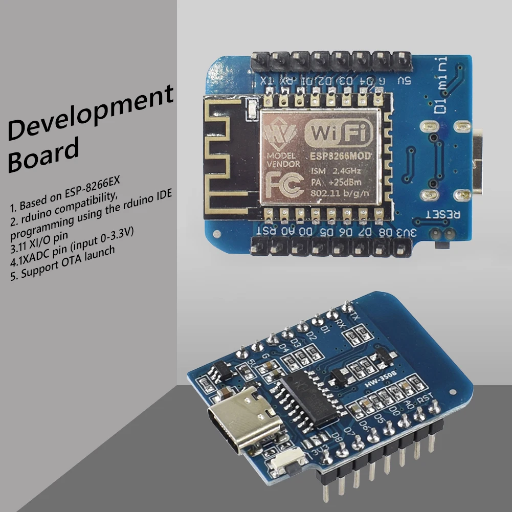 ESP8266 ESP-12 ESP12F CH340 V2 USB Type C Module For WeMos D1 Mini WIFI Development Board NodeMCU Lua IOT Board 3.3V With Pins