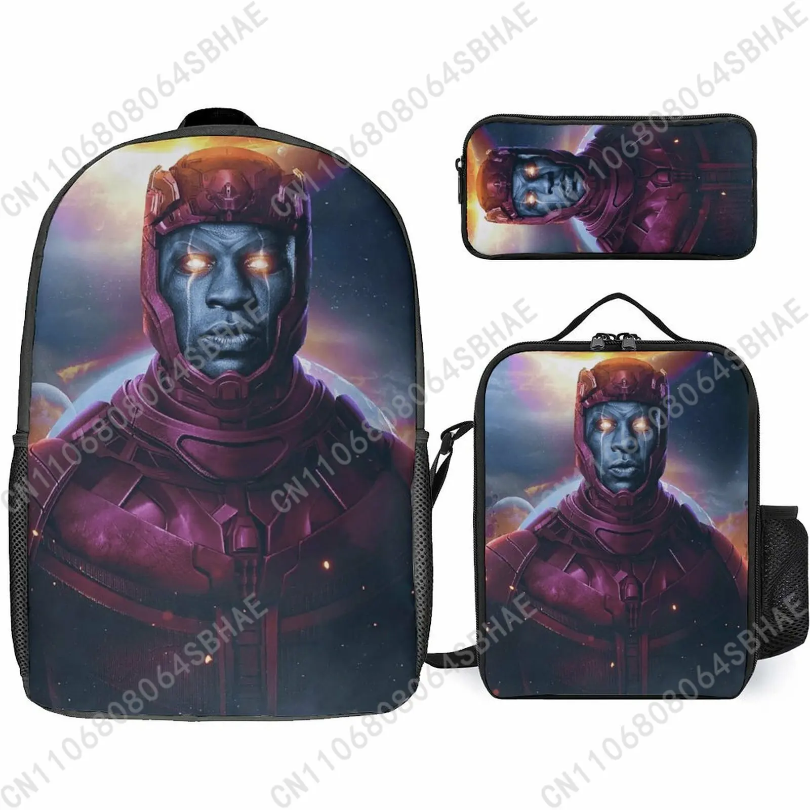 

Marvel Kang School Backpack For Teen Middle High School Students 3Pcs Bookbag Lunch Tote Bag Pencil Pouch Cosplay