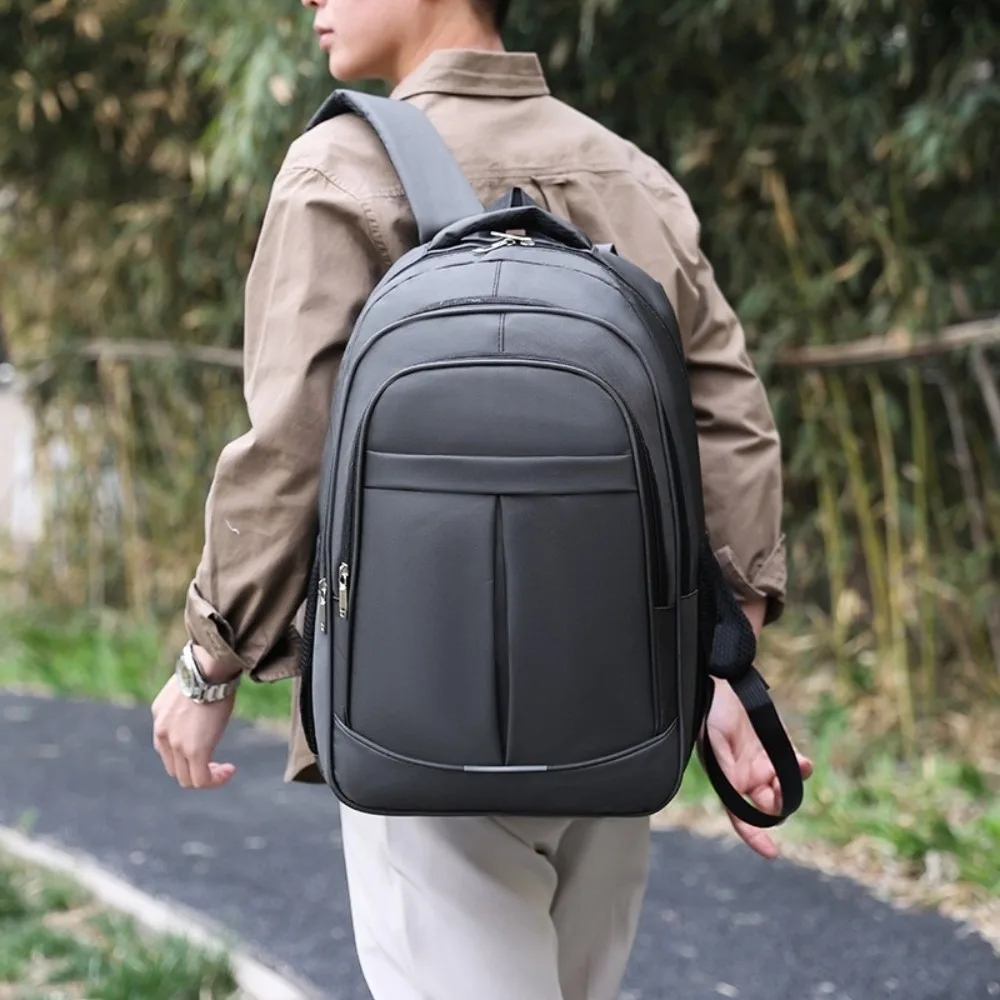 

Сплошной цвет мужской деловой рюкзак легкий большой емкости школьные сумки черный многослойный мужской рюкзак для ноутбука колледж