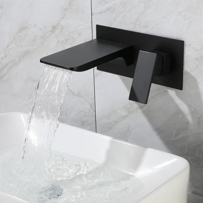 

Basin Faucet In Wall Black Bathroom Brushed Gold Sink Spout Mixer Tap Set Combination Blanoir Solid Brass tap