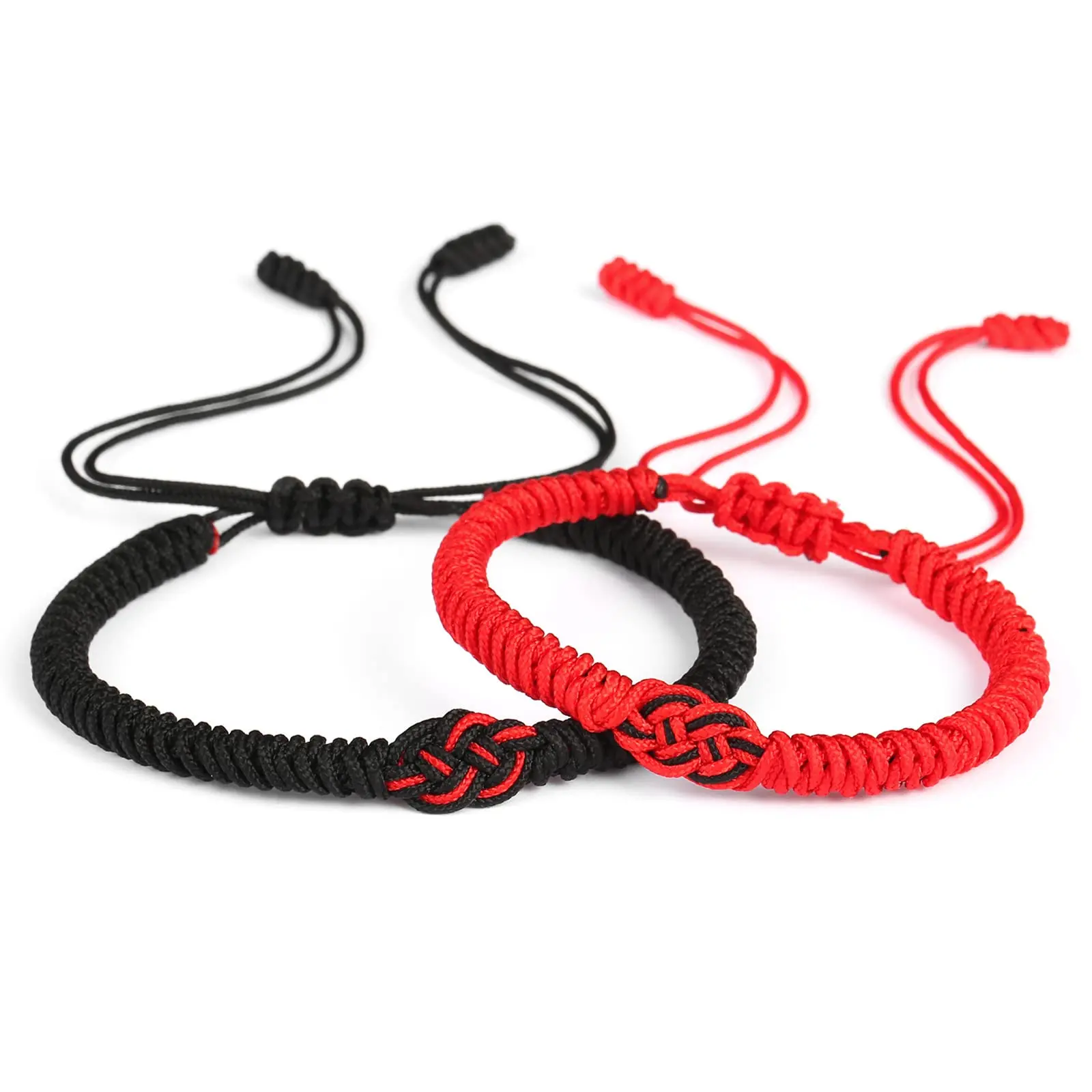 Couple Tibetan Buddhist Handmade Braided Bracelet Concentric Knot Charm Red Black Lucky Rope Bracelet Rope Bracelet Adjustable