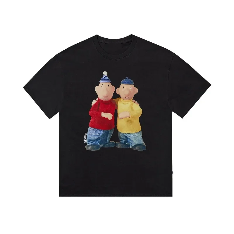 Fun Cartoon Character Printed Men's and Women's Loose Short Sleeved Summer Fashion Harajuku Casual Street Tees Aesthetic Tops