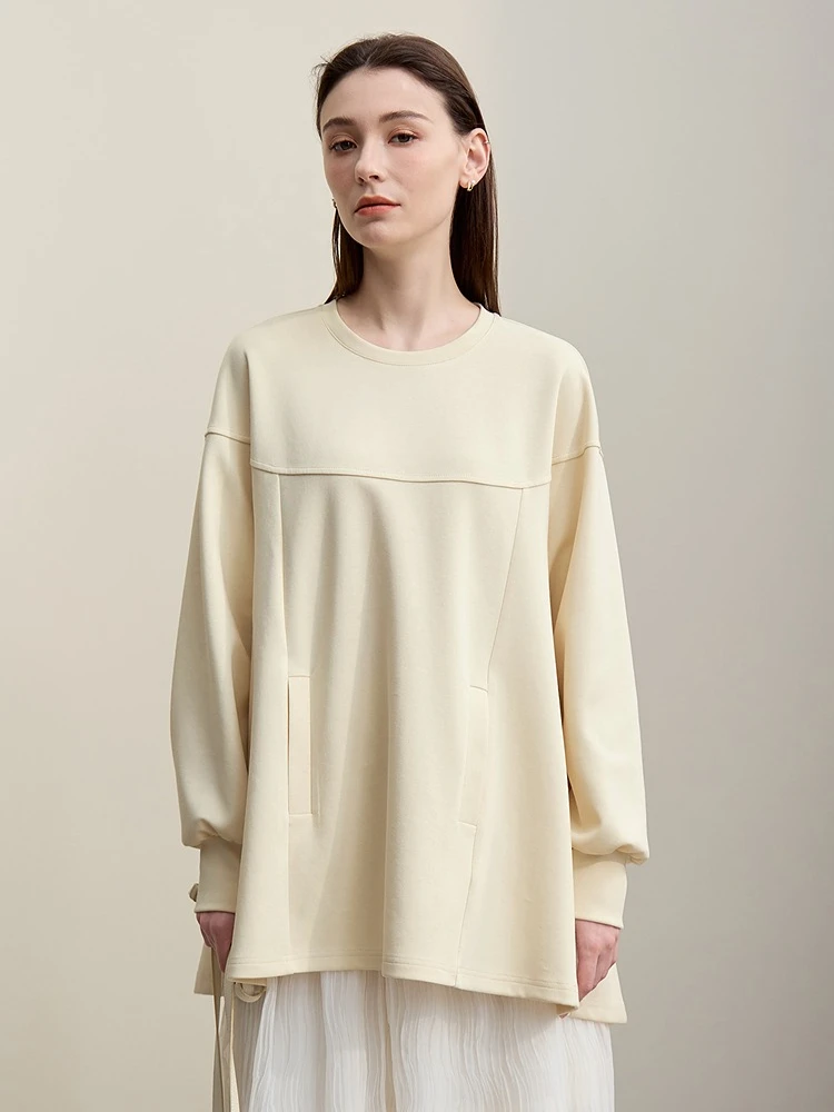 Amii Women's Sweatshirt 2026 Spring New Casual Round Neck Long Sleeves Cotton Top Oversized Elastic Knitted Pullover 12651019