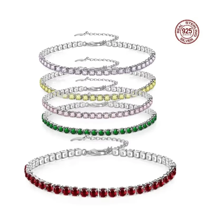Heiß begehrtes klassisches, funkelndes Damenarmband aus 925er Silber mit Zirkonia, Überraschungsgeschenk – Detail 5