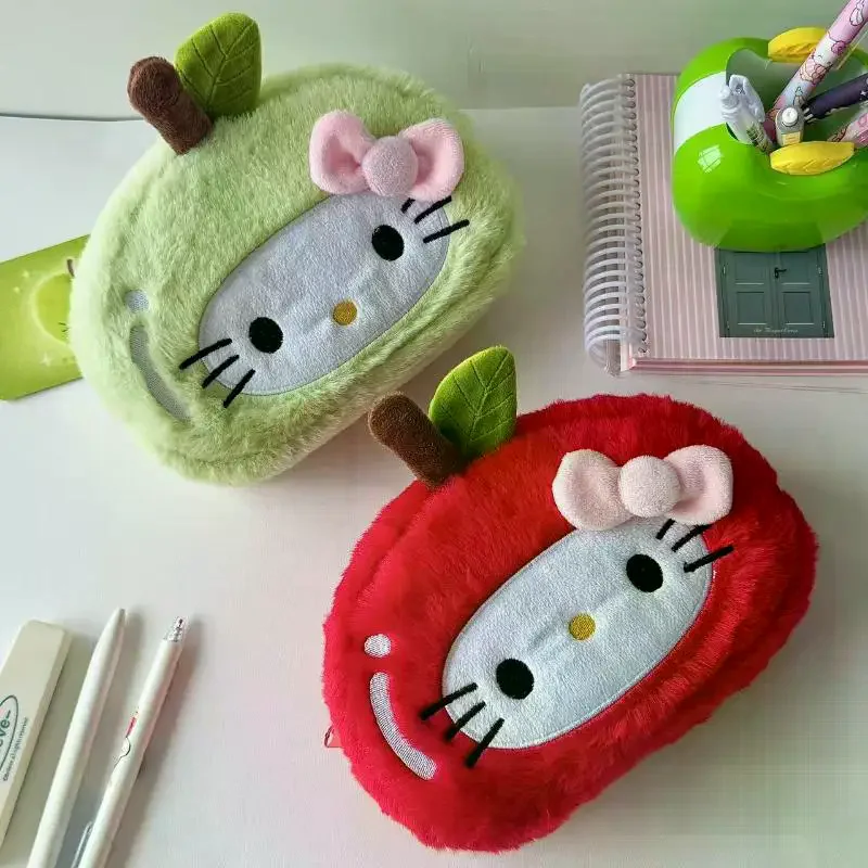 귀여운 헬로키티 플러시 필통 만화 메이크업 가방 대용량 문구류 화장품 필통 보관 가방 선물