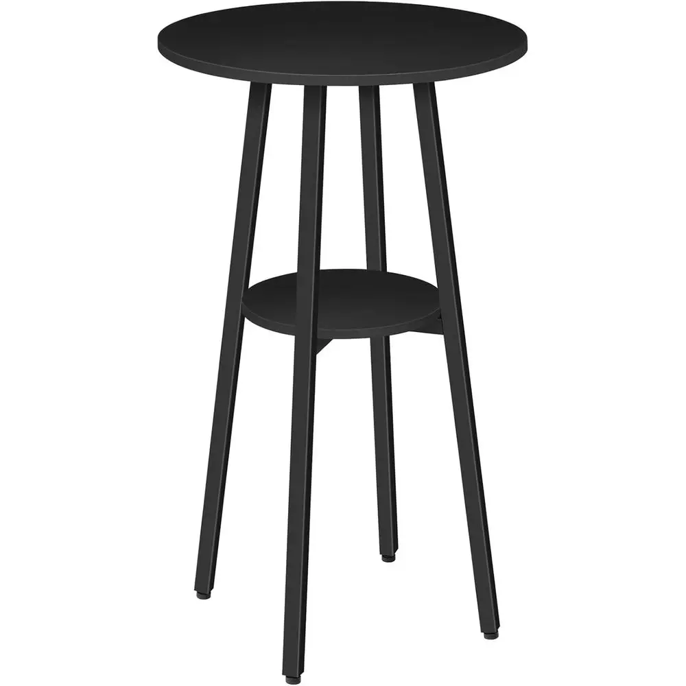 

Компактный двухуровневый стол-бистро с местом для хранения, высота 37,4 дюйма, для небольших помещений, простая сборка, черный цвет