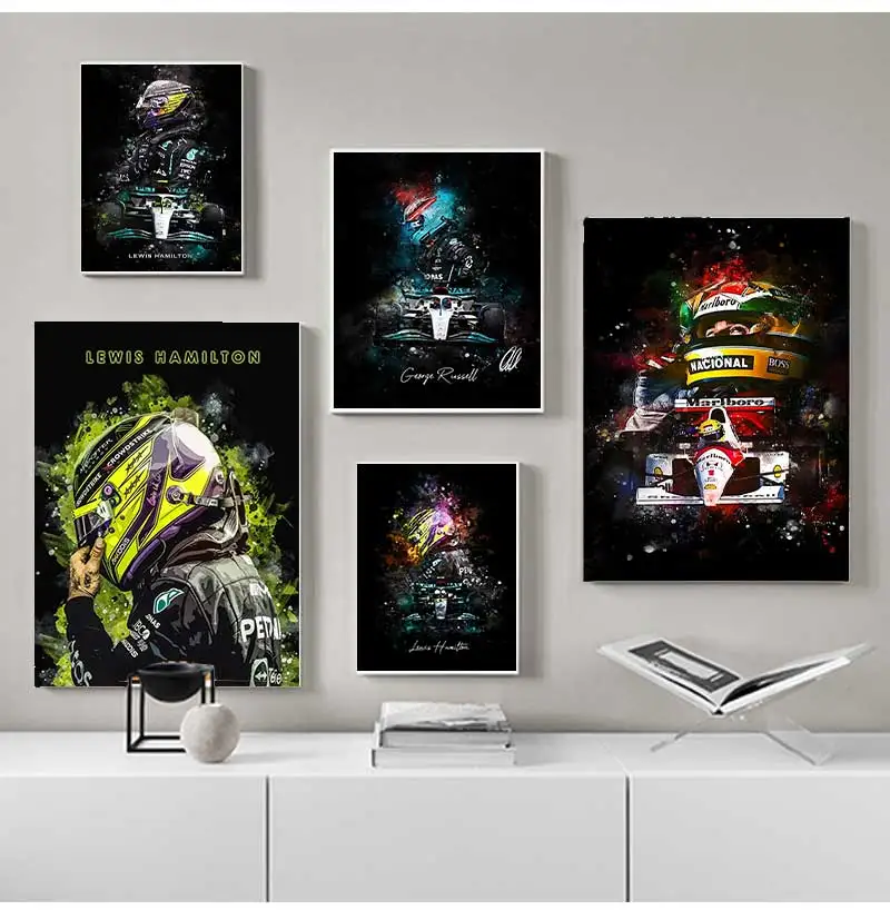 Formula 1 Racer Legend Lewis Hamilton Poster Canvas Painting Watercolor Aesthetic Wall Art For Living Room Home Decoration