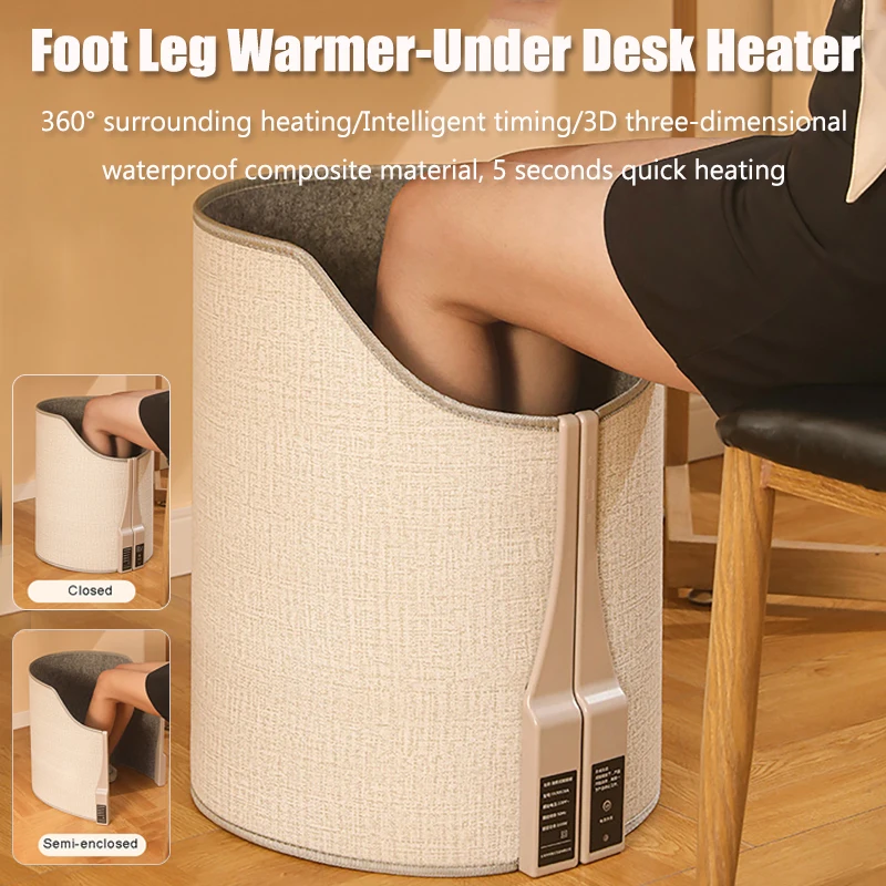 

Under Desk Electric Foot Heater Foldable Leg Warmer 360° Surrounding Heating Auto Shut Off for Office Home Timer Temp Adjustable