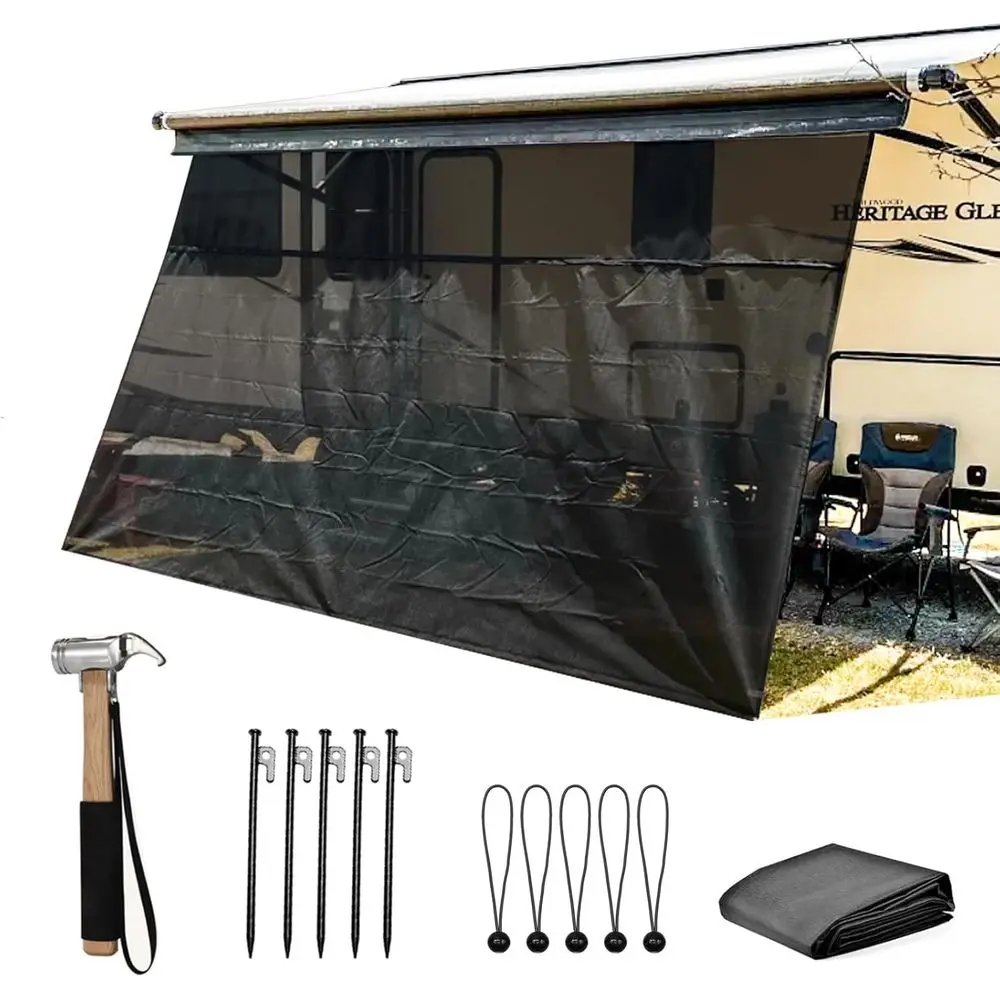 

Awning Shade Screen with Zipper 9'X17'3'' - Black Mesh Camper Awning Shade Screen, Universal Trailer Camper RV Awning Sun Shade
