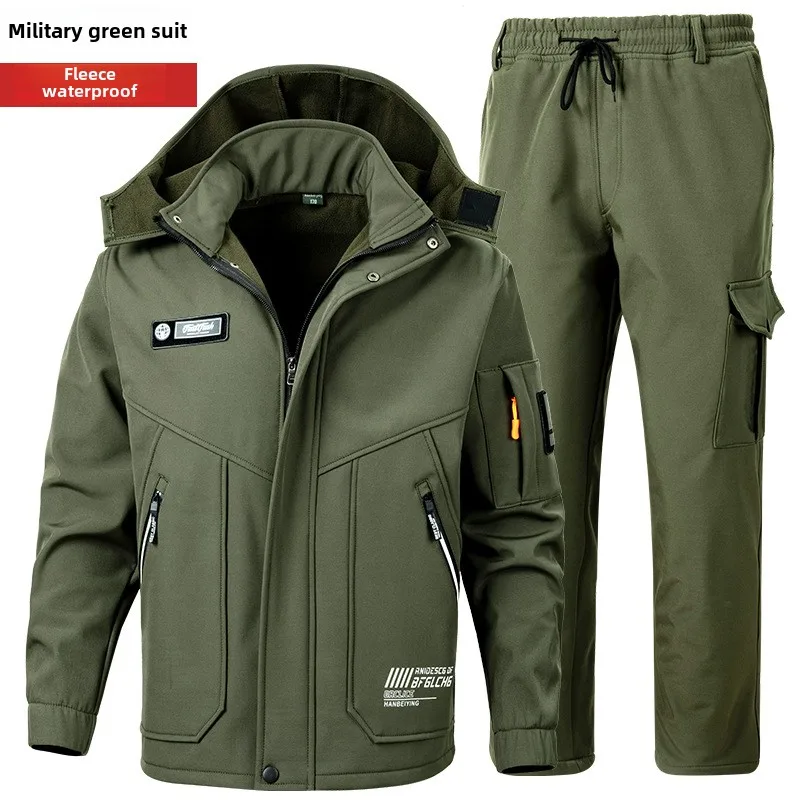 

Autumn and Winter Velvet Thickened Jacket Set for Men and Women, Windproof and Water-proof Outdoor Cold-proof Jacket