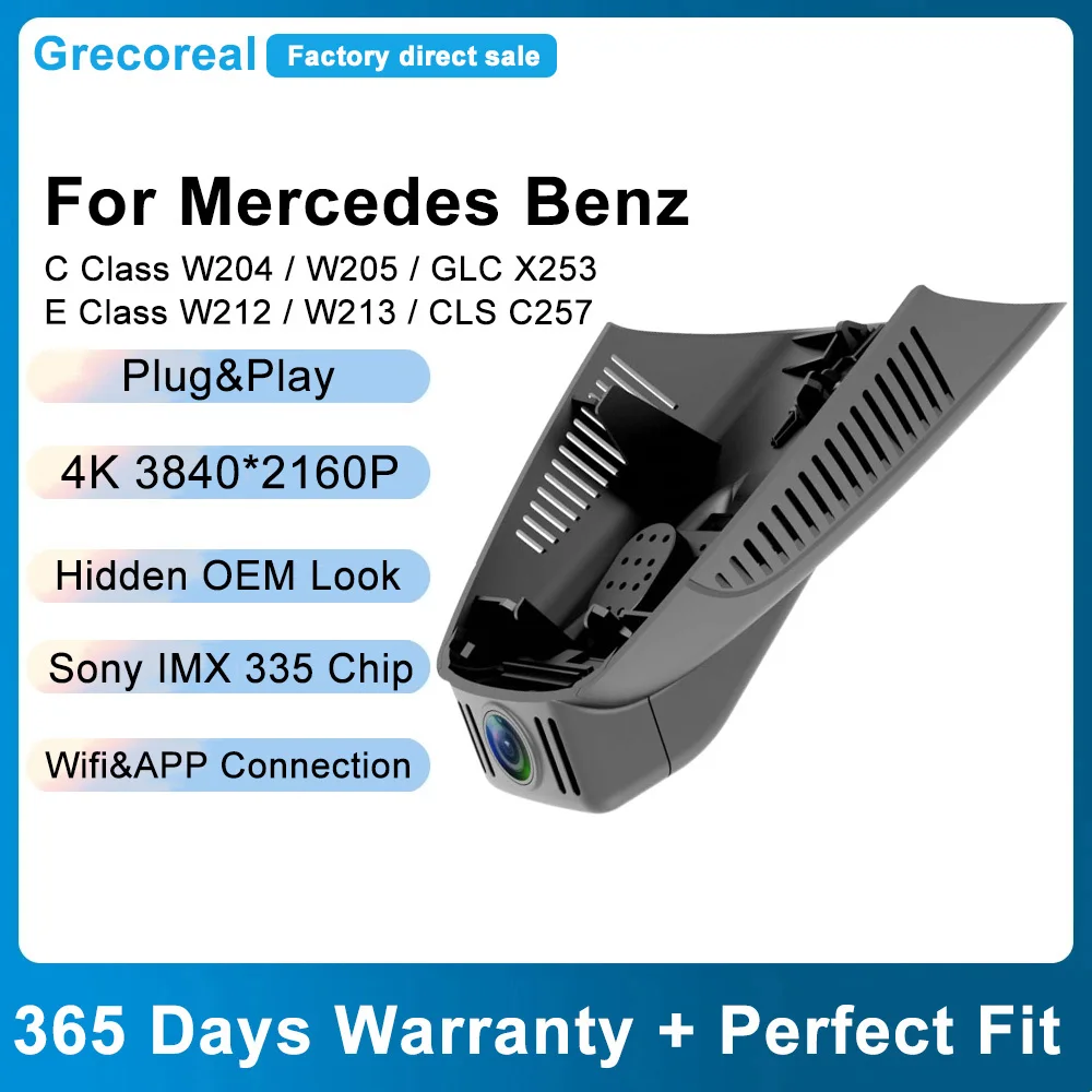 

Grecoreal 2K 4K Wifi Dash Cam Front Rear Car DVR Dashcam for Mercedes Benz GLC X253 CLS C257 E Class W212 W213 C Class W204 W205