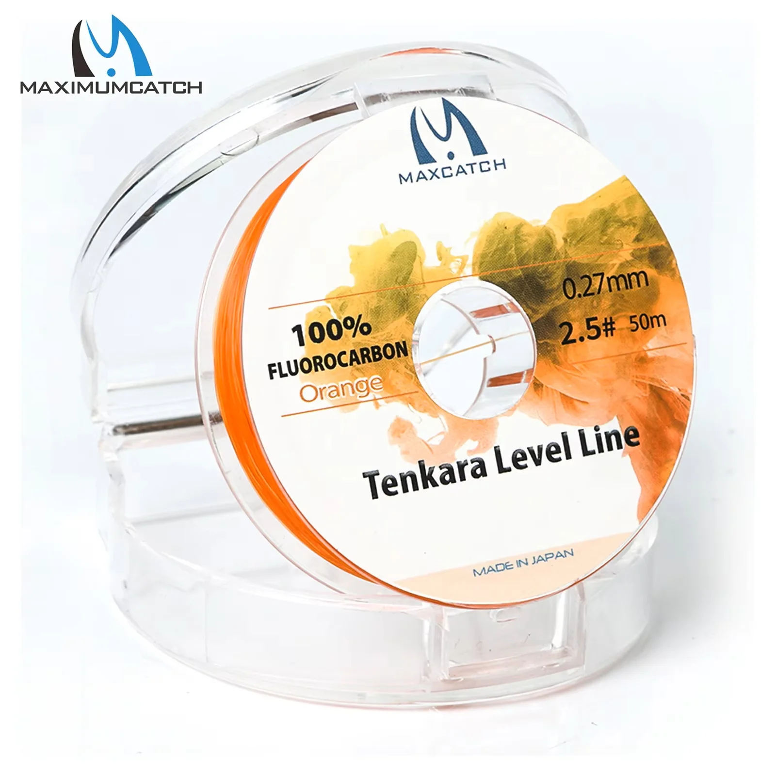 MAXIMUMCATCH 50M 2.5# Tenkara Pro Level Line Fluorocarbon in Pink/Orange Fly Fishing Line for Small Stream Precision