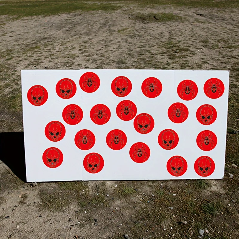 1000 pièces patchs adhésifs en papier cible crâne d'araignée de 1 pouce, étiquettes adhésives, autocollants de fournitures de formation cible de visée, étiquettes de couleur fluorescente, papier cible de pratique de précision, patchs en papier de cible de visée universels pour intérieur et extérieur