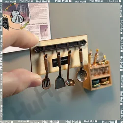 Miniature World On Fridge Miniature Fridge Stickers Soup Ladle Frying Pan Spatula Kitchenware Fridge Stickers Creative Magnets