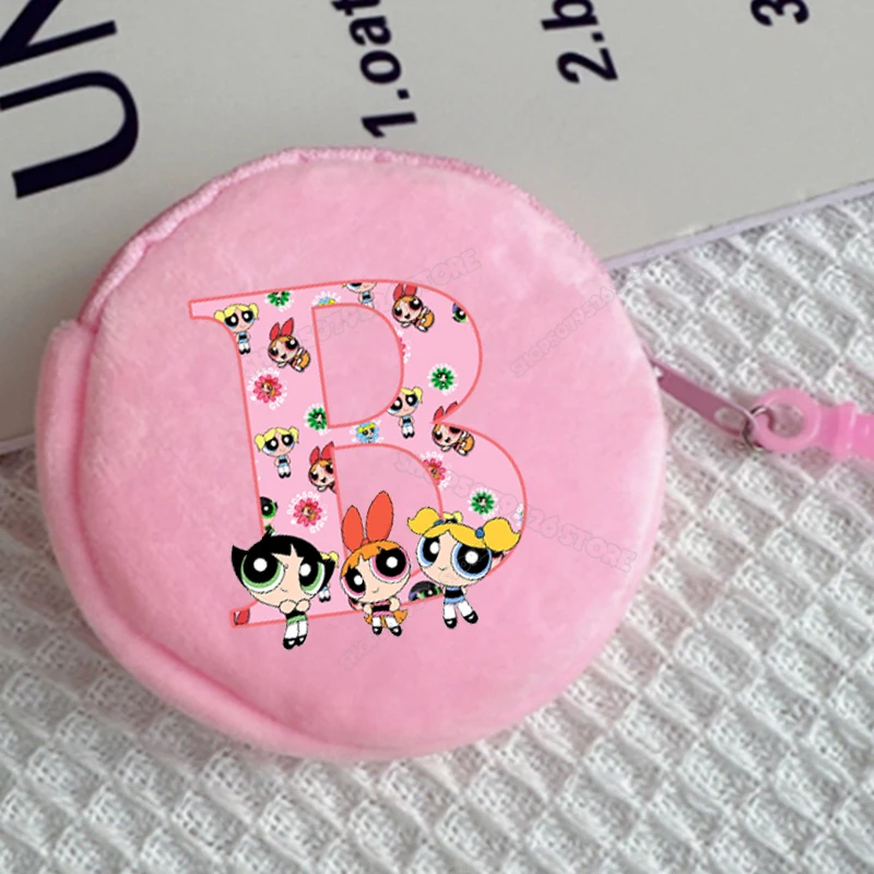 

Кошелек для монет Powerpuff Girl с буквенным принтом, мини-сумка для монет с милым принтом, круглый кошелек, маленькая сумка для хранения