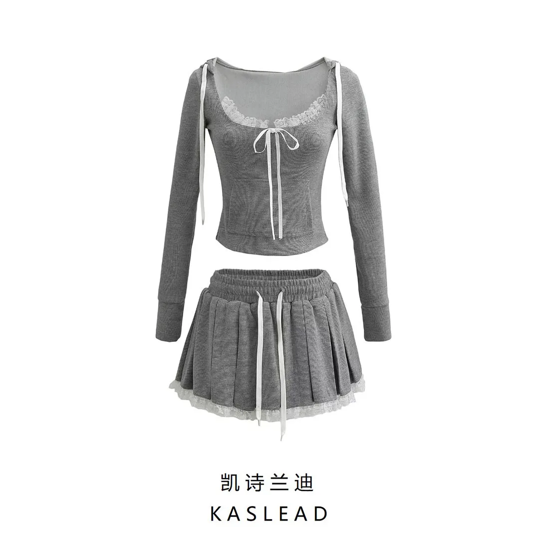 

Summer new women's clothing European and American style lace and lace knit top, casual and simple shorts set