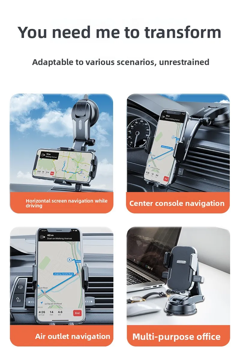 Auto-Handyhalterung mit Klebe-Saugnapf, faltbar, drehbar und hitzebeständig für die Mittelkonsole des Armaturenbretts – Detail 10