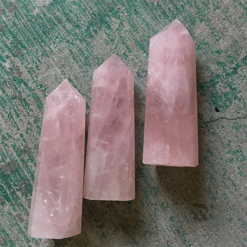 

Polished Rose Quartz Large Wand Tower Point Custom Made Natural Stones Crystal Gemstones Healing Reiki Home Decoration