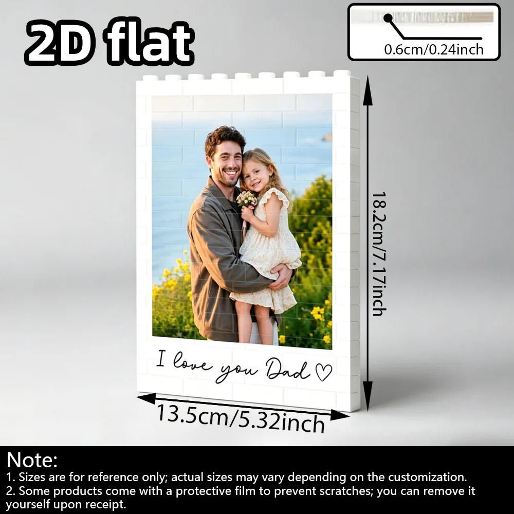 Personalized Dad Photo Building Block Set, Custom Fathers Day Gift for Husband, Customized Family Keepsake Puzzle
