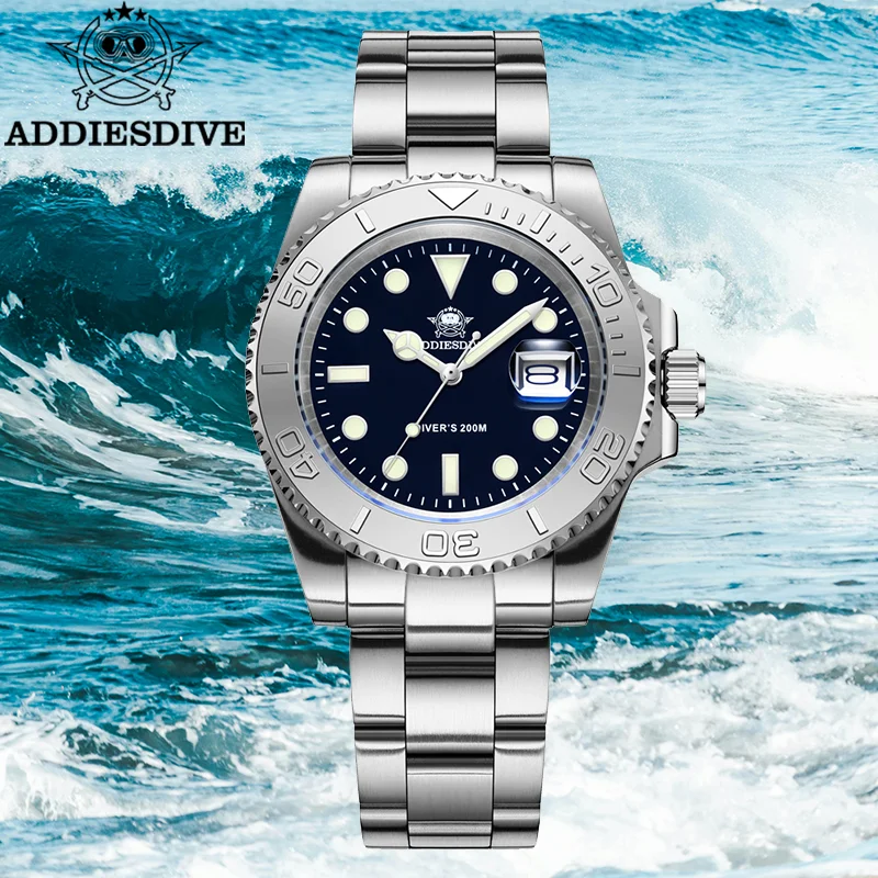 Addiesdive مقاوم للماء ساعة رجالي 316 الفولاذ المقاوم للصدأ BGW9 سوبر مضيئة 41 مللي متر ساعات كوارتز 20Bar الغوص Reloj Hombre الساخن H3-C