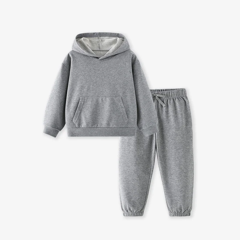 2025Kinder-Hoodie- und Jogginghose-Set für Herbst und Winter, einfarbiges Basic-Zweiteiler-Set, auf Lager für Direktlieferung