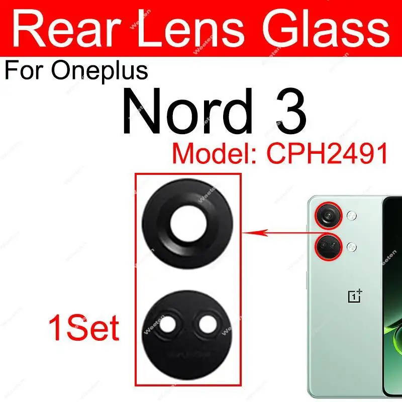 For Oneplus 1+ Nord 3 Rear Camera Lens Glass Back Camera Small Glass Lens with Sticker Replacement