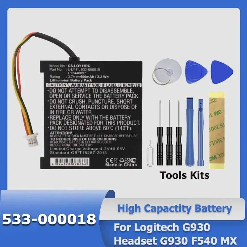 XDOU  533-000018 Battery for Logitech G930, Gaming Headset G930, Headset G930, F540 MX + Accompanying tool