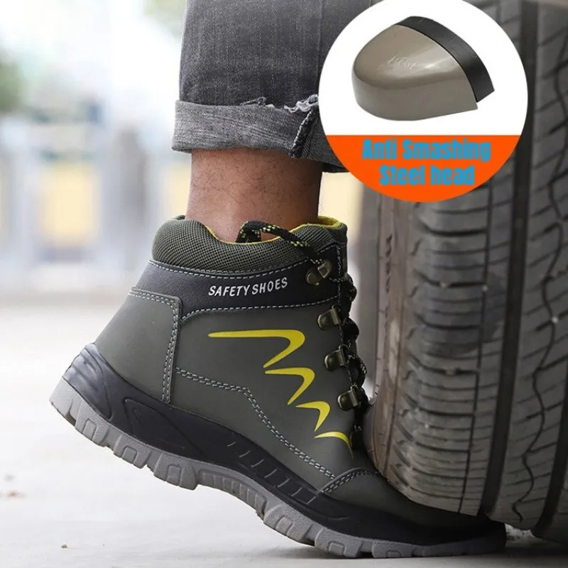 Men Safety Boots For Work Non Slip Platform Sneakers Steel Toe Cap Botas Anti-Puncture Indestructible Hiking Security Shoes