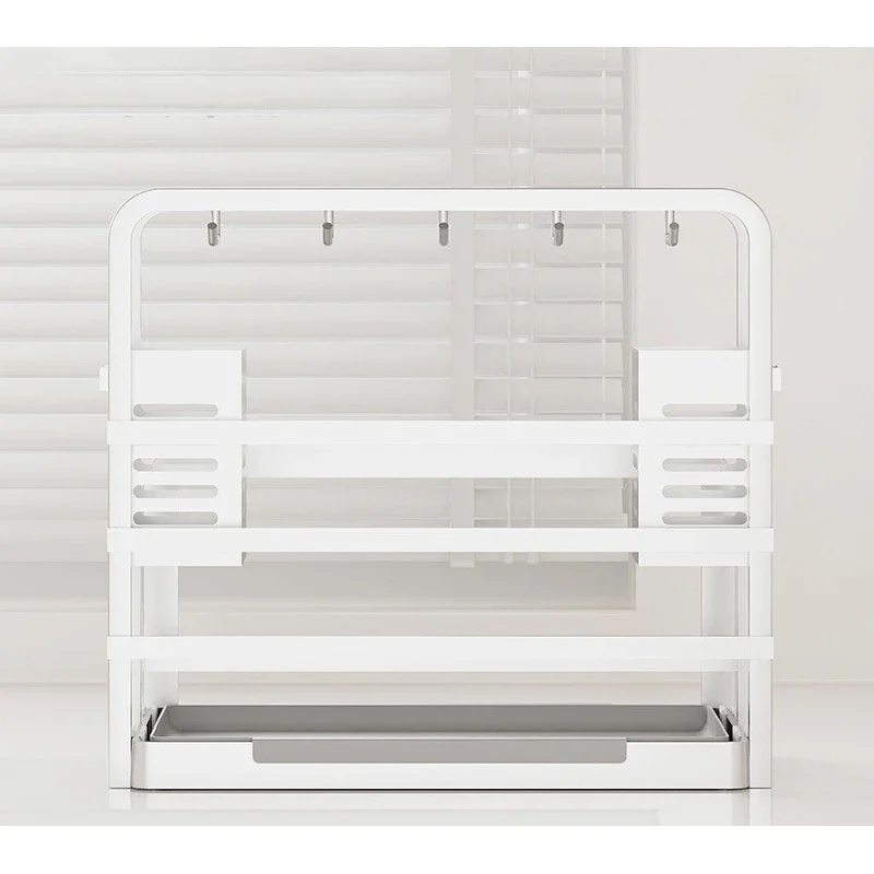 Aluminum Kitchen Knife Holder with Cutting Board Rack and Utensils Organizer,Kitchen Countertop Cutlery Drying Container Tray 6