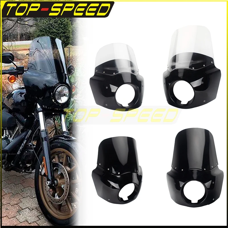 Front Fairing Headlight Cowl Mask Wind Shield Screen Relocation Bracket For Harley Dyna FXD FXDW FXDB FXDL FXDC Cafe Racer Bob