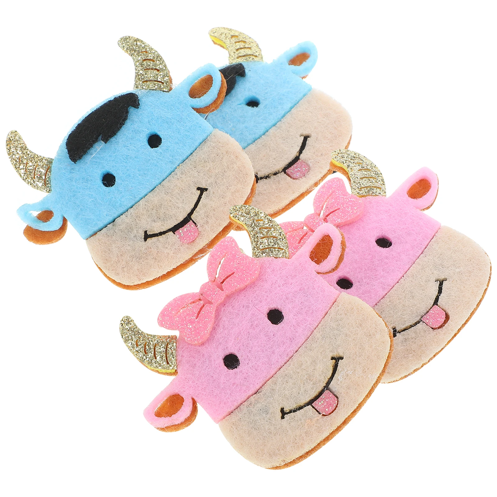

4Pcs Hair Clips New Year Cow Pattern Decorative Bang Clips Festival Hairpins for Party Use Cow Pattern Hairpins